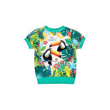 Kız Çocuk Tukan Baskılı Kısa Kollu Tişört Yeşil