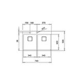 Teka - FORLINEA RS15 2B 740 - Ankastre/Tezgaha Sıfır Eviye - Paslanmaz Çelik - 74 cm - 115030011