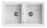Teka - STONE 90 B-TG WHITE - Ankastre Kumanda Sifonlu Granit Eviye - Beyaz - 90 cm - 115260012