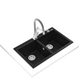 Teka FORSQUARE 790 TG BLACK Ankastre Kumanda Sifonlu Granit Eviye Siyah 79 cm
