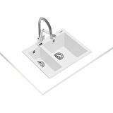 Teka - FORSQUARE 590 TG ARTIC WHITE - Ankastre Kumanda Sifonlu Granit Eviye - Beyaz - 59 cm - 115260023