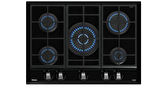 Teka - GZC 75330 XBC BK - Ankastre ExactFlame Teknolojili Kristal Wok Gözlü Cam Gazlı Ocak - Döküm Izgara - Siyah - 70 cm - 112570173