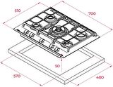 Teka - GZC 75330 XBN WH - Ankastre ExactFlame Teknolojili Kristal Wok Gözlü Cam Gazlı Ocak - Döküm Izgara - Beyaz - 70 cm - 112570176