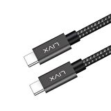 LivX Solid 100W 5A Type C to Type C iPhone 15 Plus Pro Max Hızlı Şarj ve Data Kablosu Halat Örgülü Space Gray 2 Metre