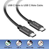 LivX Solid 100W 5A Type C to Type C iPhone 15 Plus Pro Max Hızlı Şarj ve Data Kablosu Halat Örgülü Space Gray 2 Metre