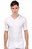 Has Altunkoza 12'li Beyaz Likralı V Yaka Erkek Fanila 14006