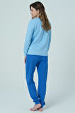 Louren 532006 Muydemi Mavi Pamuklu Uzun Kollu Kadın Pijama Takımı