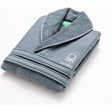 Benetton Home Waffle Bornoz, L/XL, %100 Pamuk, Koyu Mavi Renkte, Neutral Seri