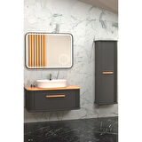 CASSE 100 CM BEYAZ LAVABOLU BANYO DOLABI ANTRASİT / KAYIN - BOY DOLAP DAHİL