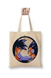Dragon Ball Z Goku Vegeta Bez Çanta Uzun Saplı Alışveriş Çantası Plaj Çantası