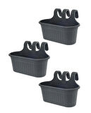 Omnipazar SO-TOM2 Tombik Askılı Balkon Saksı 6.5 Lt Antrasit 3 Adet 