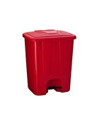 Omnipazar SY-4255 40 lt Köşeli Pedallı Plastik Çöp Kovası (İç Kovasız) Kırmızı