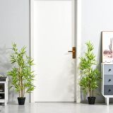 Yapay Ağaç Bambu Ağacı 3 Gövdeli 100*40cm Siyah Plastik Saksılı