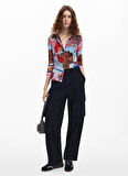 Desigual Yüksek Bel Standart Siyah Kadın Pantolon 24WWPW30