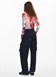 Desigual Yüksek Bel Standart Siyah Kadın Pantolon 24WWPW30