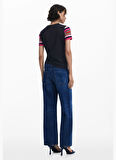 Desigual Bisiklet Yaka Baskılı Siyah Kadın T-Shirt 25SWTK39