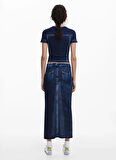Desigual Yüksek Bel Mavi Kadın Denim Etek 25SWFK02