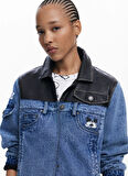 Desigual Mavi - Siyah Kadın Denim Ceket 25WWED16
