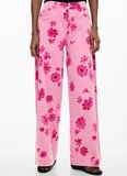 Desigual Pembe Kadın Standart Fit Çiçek Desenli Denim Pantolon 26SWDD07