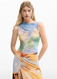 Desigual Halter Yaka Çok Renkli Uzun Kadın Elbise 26SWVK38