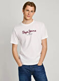 Pepe Jeans Bisiklet Yaka Baskılı Beyaz Erkek T-Shirt PM508208 800 EGGO N