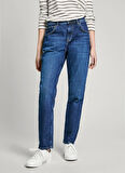 Pepe Jeans Yüksek Bel Dar Paça Standart Lacivert Kadın Denim Pantolon PL204176VR6R