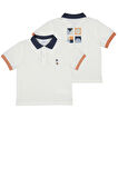Mayoral Erkek Çocuk Sırtı Grafik Polo Tshirt 4-8 Yaş Beyaz