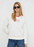 Pepe Jeans Yuvarlak Yaka Baskılı Ekru Kadın Sweatshırt PL581398