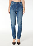 Pepe Jeans Yüksek Bel Düz Paça Regular Straight Koyu Mavi Kadın Denim Pantolon PL2046010
