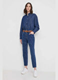 Pepe Jeans Yüksek Bel Düz Paça Regular Straight Koyu Mavi Kadın Denim Pantolon PL2046078