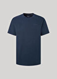 Pepe Jeans Bisiklet Yaka Nakışlı Lacivert Erkek T-Shirt PM509206 594 CONNOR