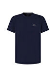 Pepe Jeans Bisiklet Yaka Baskılı Lacivert Erkek T-Shirt PMU20016 595 SOLID TSHIRT