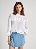 Pepe Jeans Düz Yaka Normal Baskılı Krem Kazak Kadın PL702131