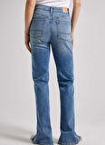 Pepe Jeans Yüksek Bel Düz Paça Normal Koyu Mavi Kadın Denim Pantolon PL2046862