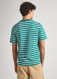 Pepe Jeans Bisiklet Yaka Çizgili Koyu Yeşil Erkek T-Shirt PM509407 654 STRIPED EGGO