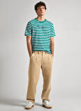 Pepe Jeans Bisiklet Yaka Çizgili Koyu Yeşil Erkek T-Shirt PM509407 654 STRIPED EGGO