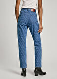 Pepe Jeans Yüksek Bel Düz Paça Straight Mavi Kadın Denim Pantolon PL204722