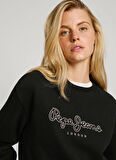 Pepe Jeans Yuvarlak Yaka Baskılı Siyah Kadın Sweatshırt PL581460