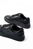 P-910 Siyah Bağcıklı Taban Dikişli Günlük Kadın Spor