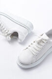 Rs-2435 Beyaz Gümüş Bağcıklı Dikişli Günlük Spor Ayakkabı