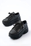 Sp-156 Siyah Bağcıklı Fermuarlı Yüksek Taban Günlük Spor Ayakkabı