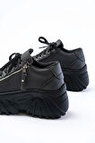 Sp-156 Siyah Bağcıklı Fermuarlı Yüksek Taban Günlük Spor Ayakkabı