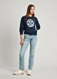 Pepe Jeans Yuvarlak Yaka Baskılı Lacivert Kadın Sweatshırt PL581478