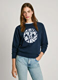 Pepe Jeans Yuvarlak Yaka Baskılı Lacivert Kadın Sweatshırt PL581478