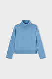 Kız Çocuk Regular Fit Balıkçı Yaka Basic Kazak - Mavi | 9 Yaş