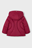 Kız Çocuk Normal Kalıp Kapüşonlu Figürlü Kapitone Şişme Mont - Vişne | 4 Yaş