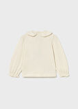 Mayoral Krem Kız Bebek Fırfır Yakalı Uzun kollu T-shirt 2076