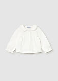 Mayoral Krem Fırfırlı Yaka Kız Bebek Bluz 2114