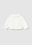 Mayoral Krem Fırfırlı Yaka Kız Bebek Bluz 2114