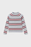 Kız Çocuk Dar Kalıp Yarım Balıkçı Yaka Çizgili Fitilli Triko Kazak - Çok Renkli | 5 Yaş